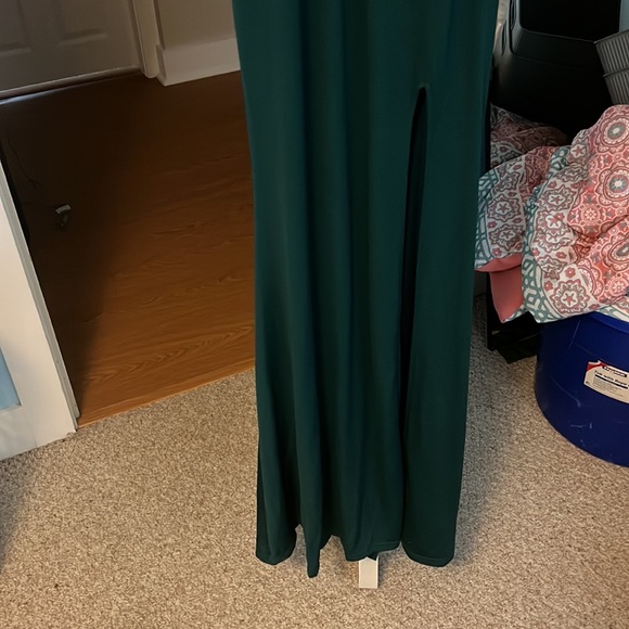 dark green beaded designed formal dress - Picture 3 of 4